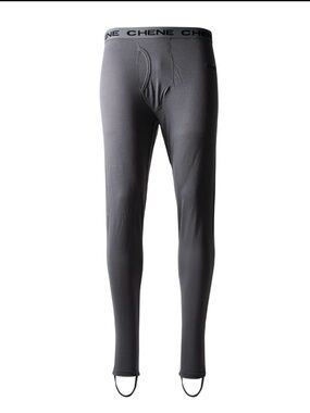 CHENE Men's Gray Thermal Long Johns with Stirrup Cuffs
